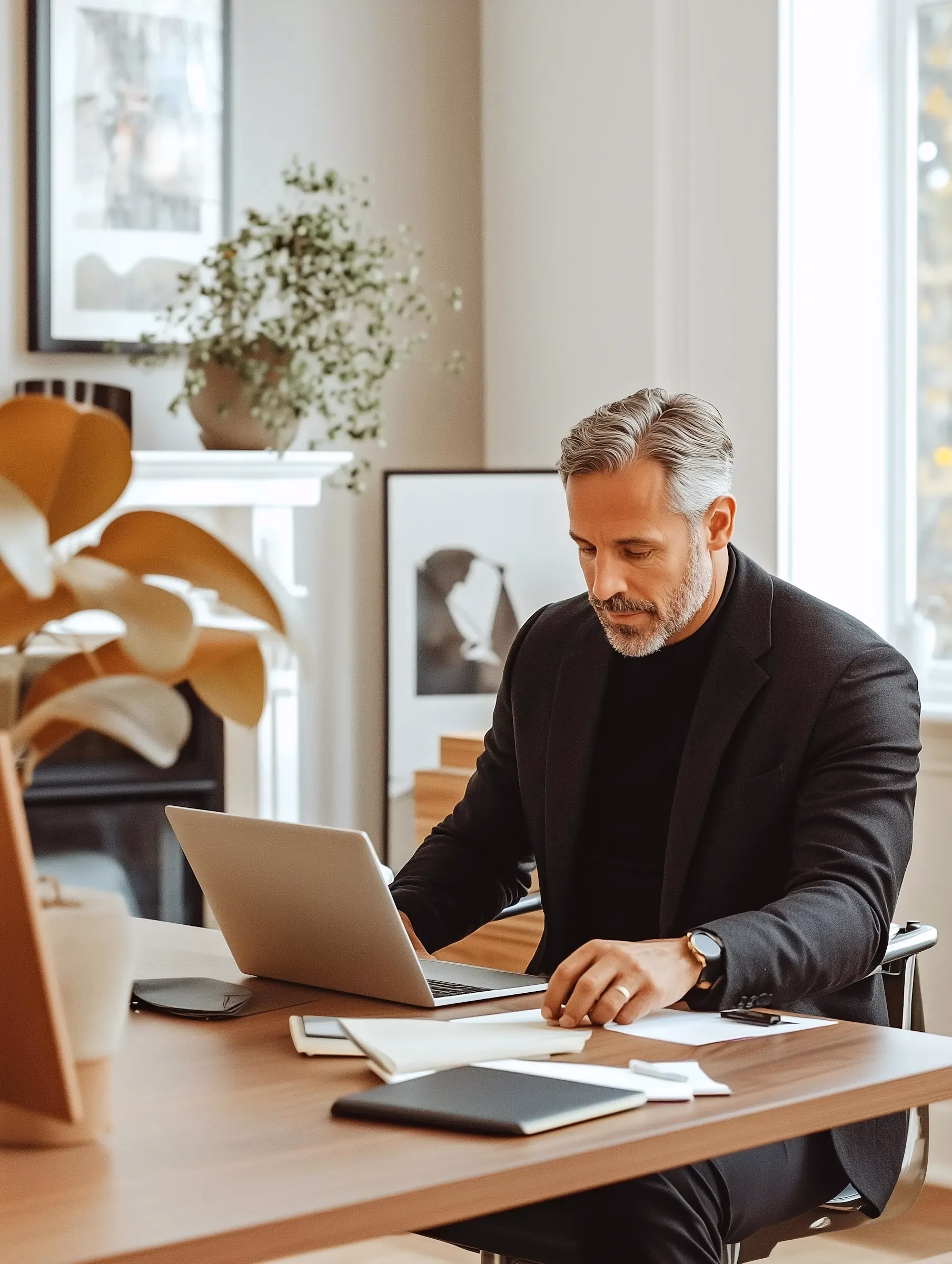 Founder working at a desk